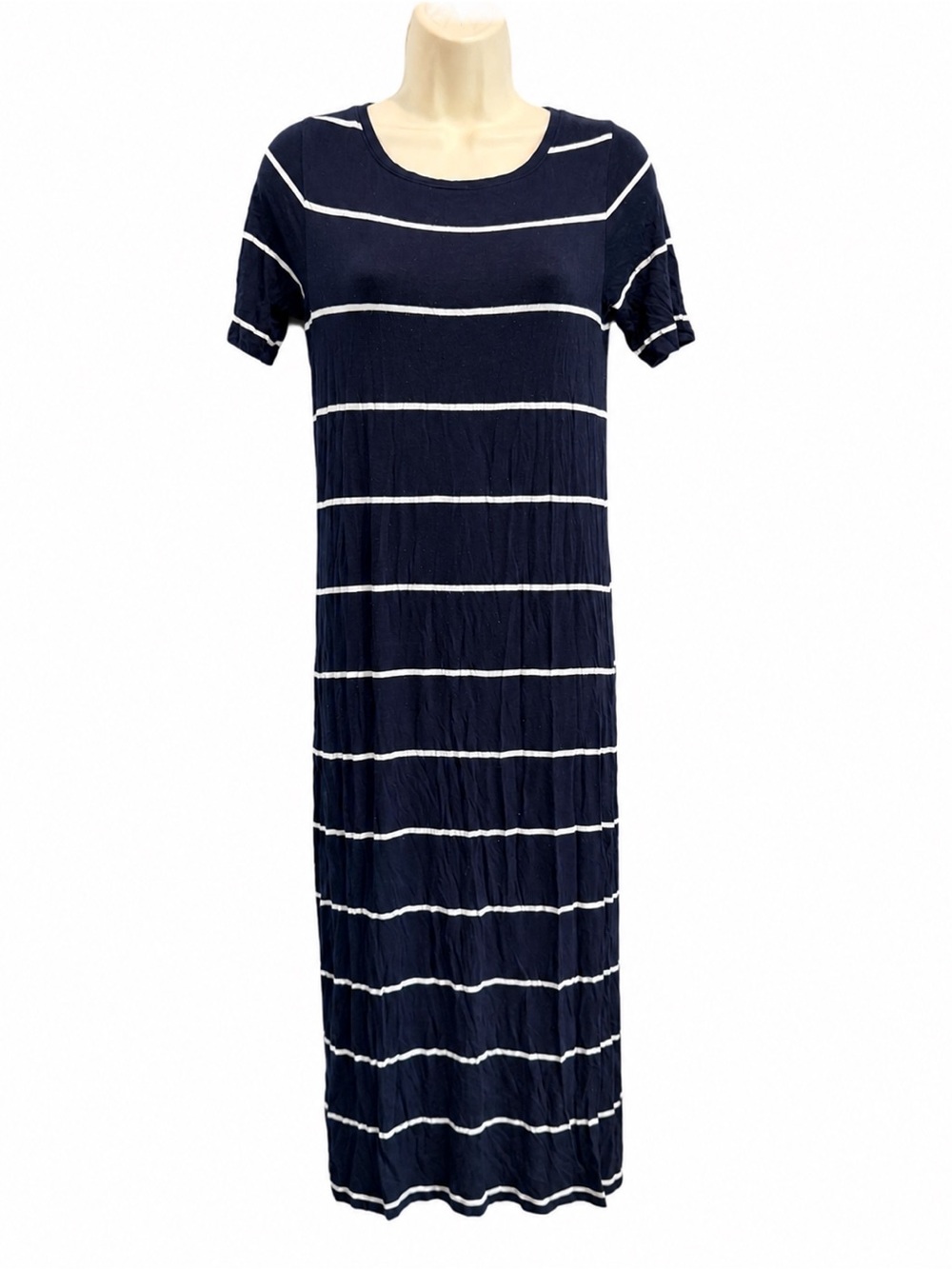 LOFT Navy and White Striped Maxi Dress